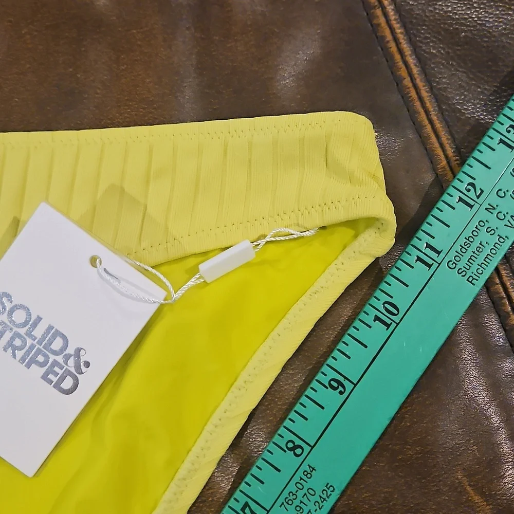 SOLID &‎ STRIPED The Elle Ribbed Bikini Bottom: Chartreuse: Size- Large